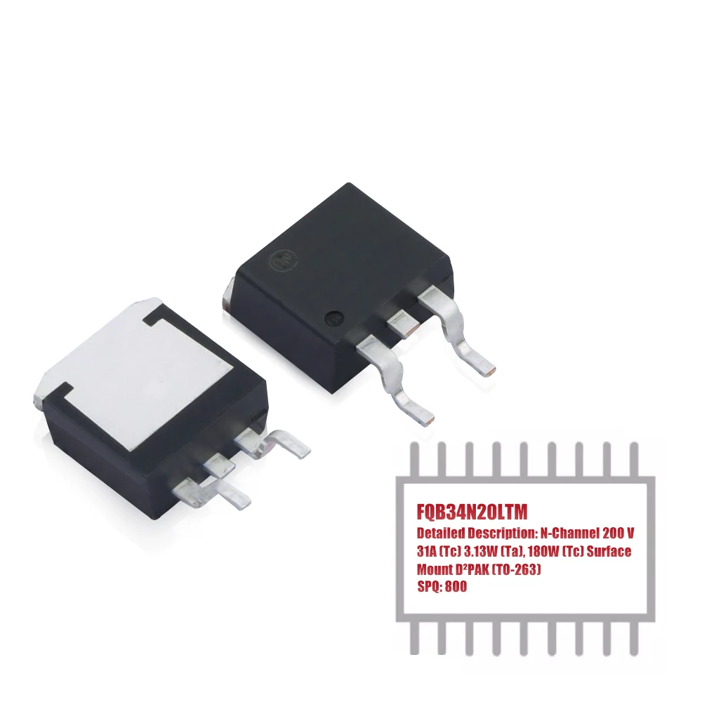 MY GROUP 800PCS FQB34N20LTMN-Channel 200 V 31A (Tc) 3.13W (Ta), 180W (Tc) Surface Mount D²PAK (TO-263)  in Stock csd18512q5b mosfet n ch 40v 211a 8vson n channel 40 v 211a tc 139w tc surface mount 8 vson clip 5x6