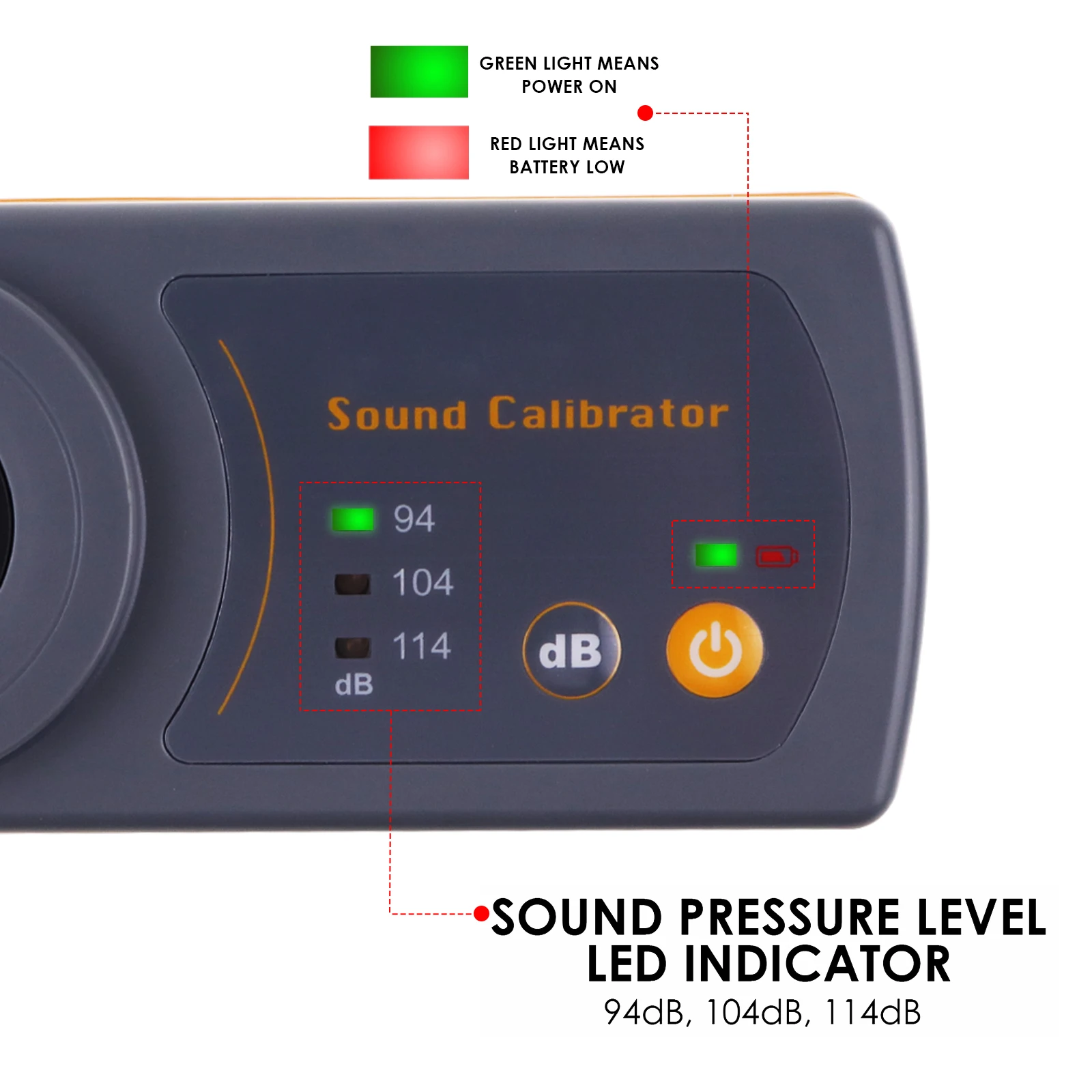 Sound Level Calibrator Meter 114dB 94dB 104dB Calibration Level For 1/2" 13.2mm Microphone Size Sound Meter 4