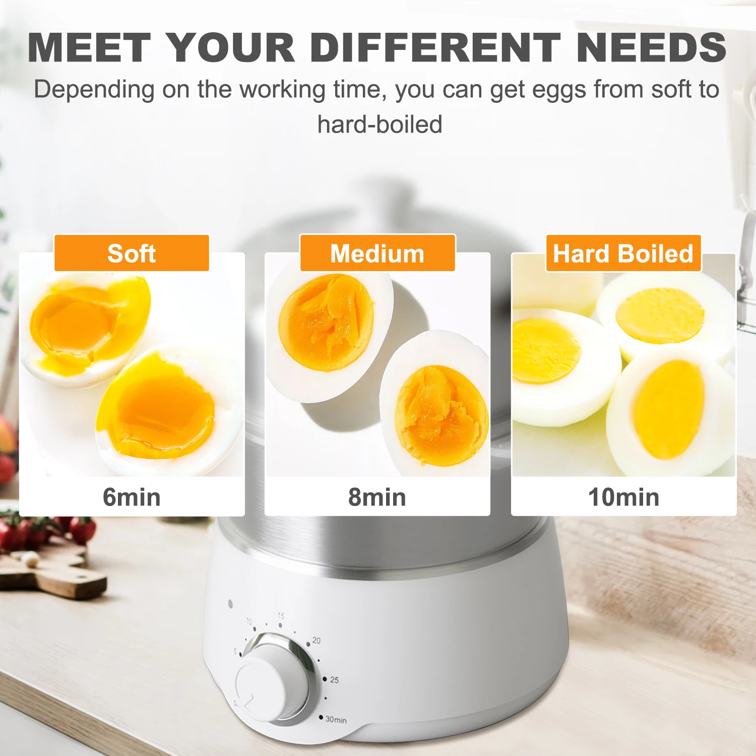 Egg Cooker - CACHOO 14-Egg Capacity Electric Hard Boiled Stainless Steel Egg Cooker with 30-Min Timer and Auto Shut-Off 3