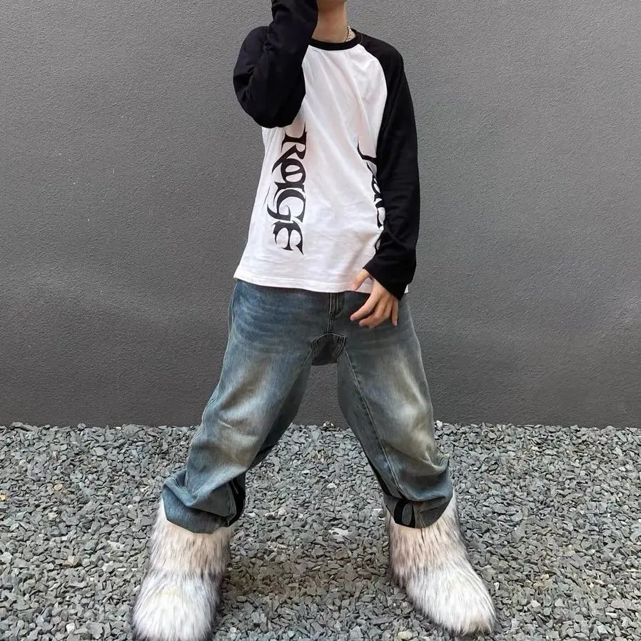 Women's Winter Fluffy Faux Fox Fur Boots Woman Plush Warm Snow Boots Luxury Footwear Girls' Furry Fur Bottes Fashion Winter Shoe