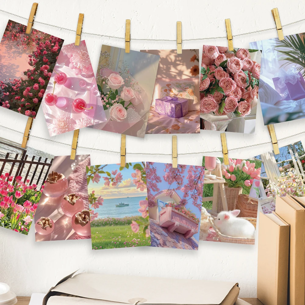 Pink Girl Series Postcard Collection: Room Decor, Souvenirs & Collectibles (32 Pieces)