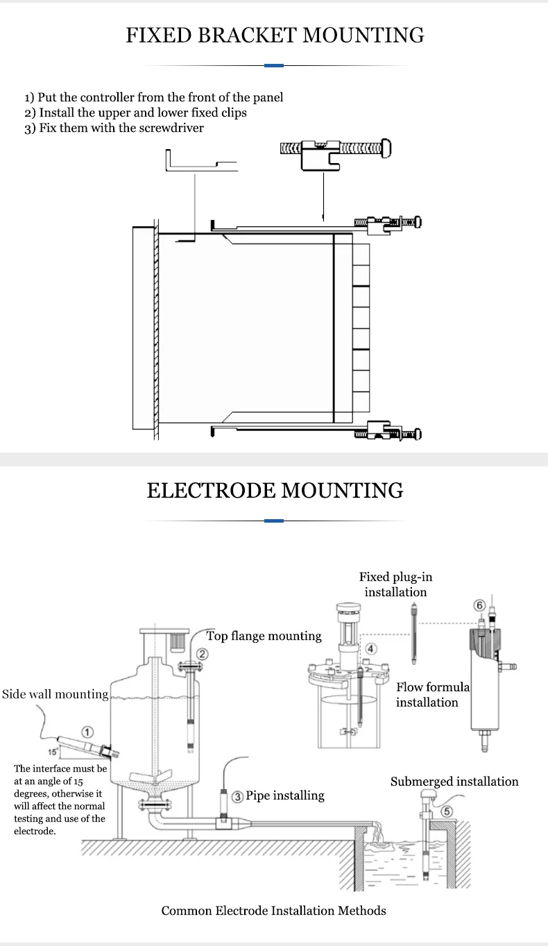 Industrial Online PH Meter PH Controller ORP Sensor Electrode Probe Tester Conti