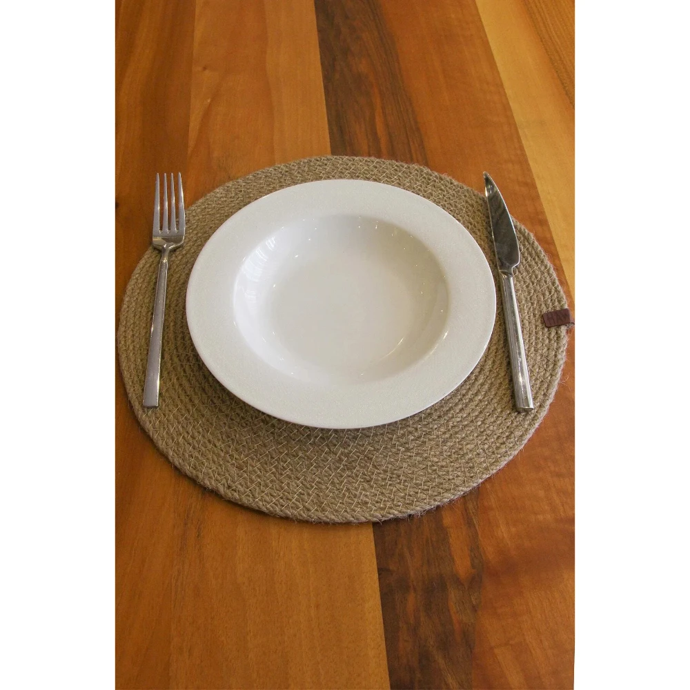 

Jute Round Tableware for 6 Persons Placemat, Luxury Presentation Plate, Modern Sorfa Presentation Gift