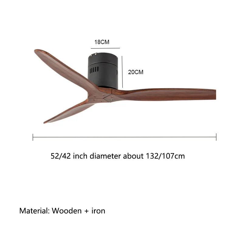Modern Simple Wooden Ceiling Fan Without Lamp 42inch Ceiling Fans With Remote Control Bedroom Decorate