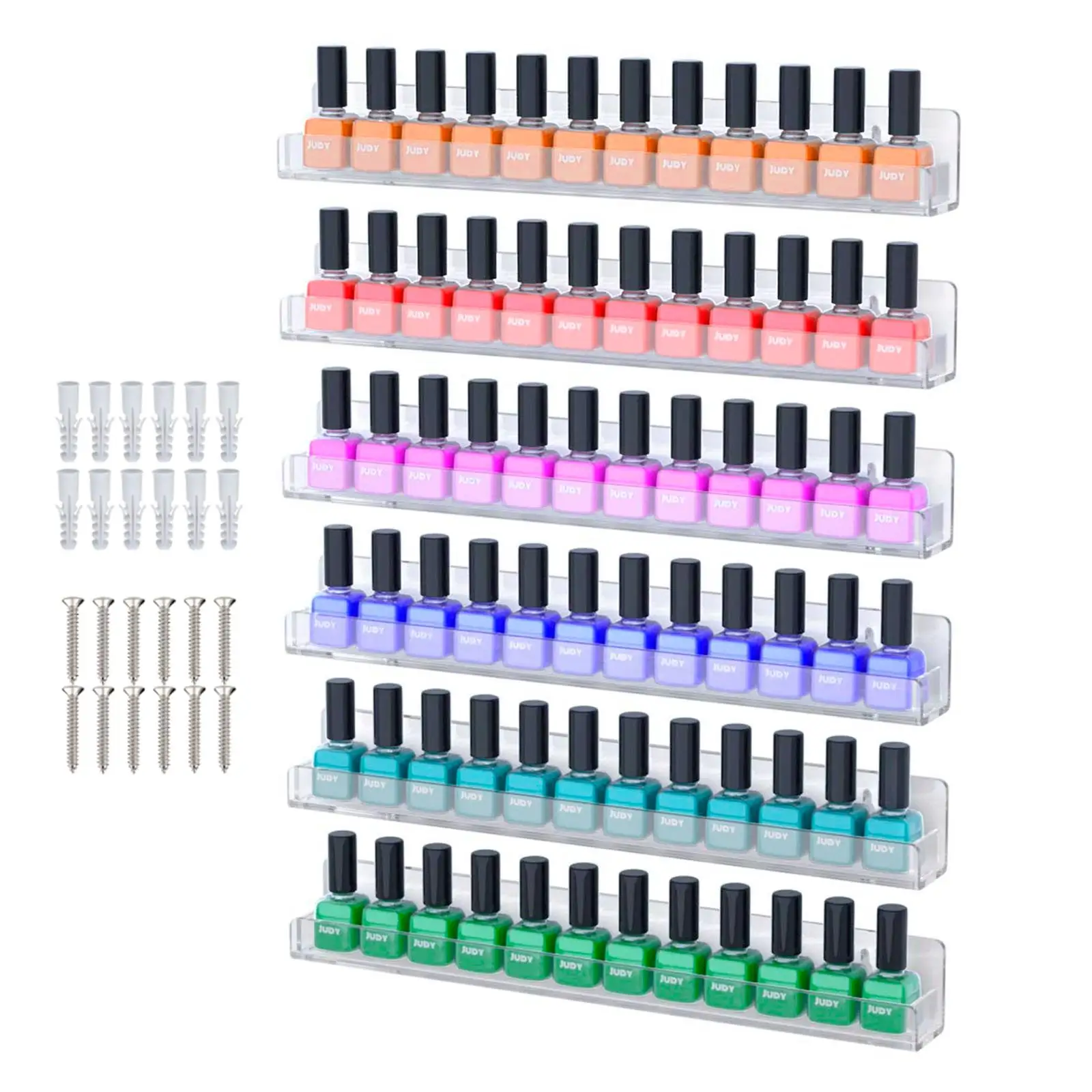 Estantes Flotantes Acrílicos para Esmaltes 6 Piezas | Organizador de Pared Transparente