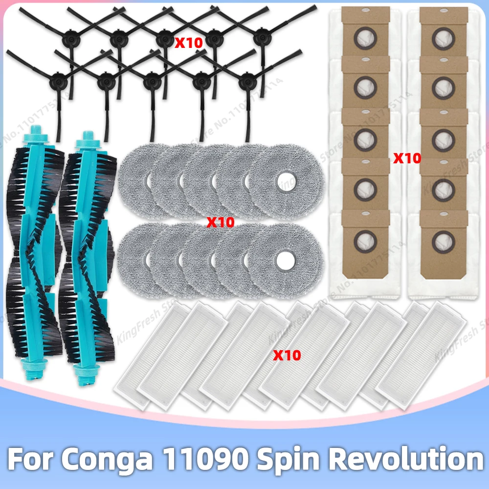 

Fit For Cecotec Conga 11090 Spin Revolution Replacement Accessories Parts Roller Side Brush Hepa Filter Mop Cloth Rag accesorios