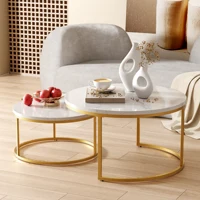 Ensemble de 2 tables basses, tables d'appoint rondes avec plateaux en MDF et cadres en métal, pour le salon, la chambre ou le coin détente, noir 4