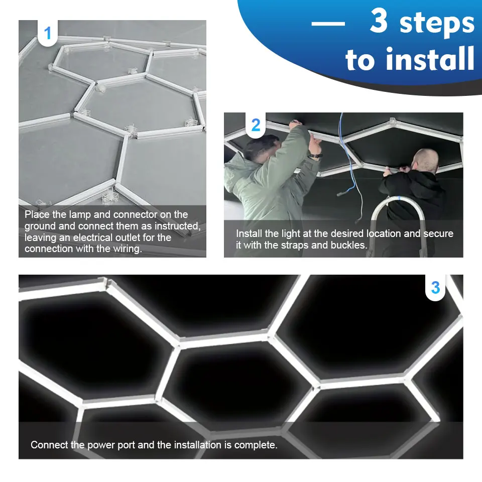 Honeycomb Led Lights Garage Light Ceiling Lighting AC85-265V Garage LED Tube Lights Hexagon For Auto Car Body Repair Workshop