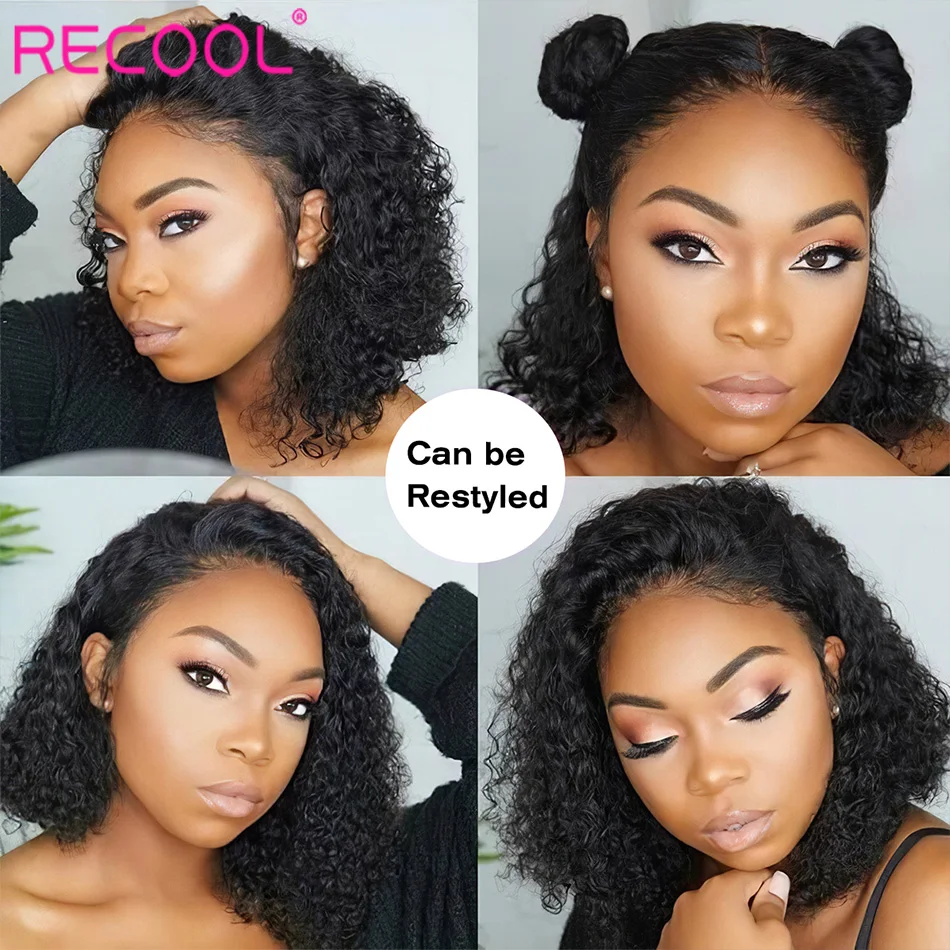 Human hair wig Lace front wigs Recool Hair Curly Human Hair Wig Bob Wig Lace Front Human Wigs for Women Ready To Go Curly Bob