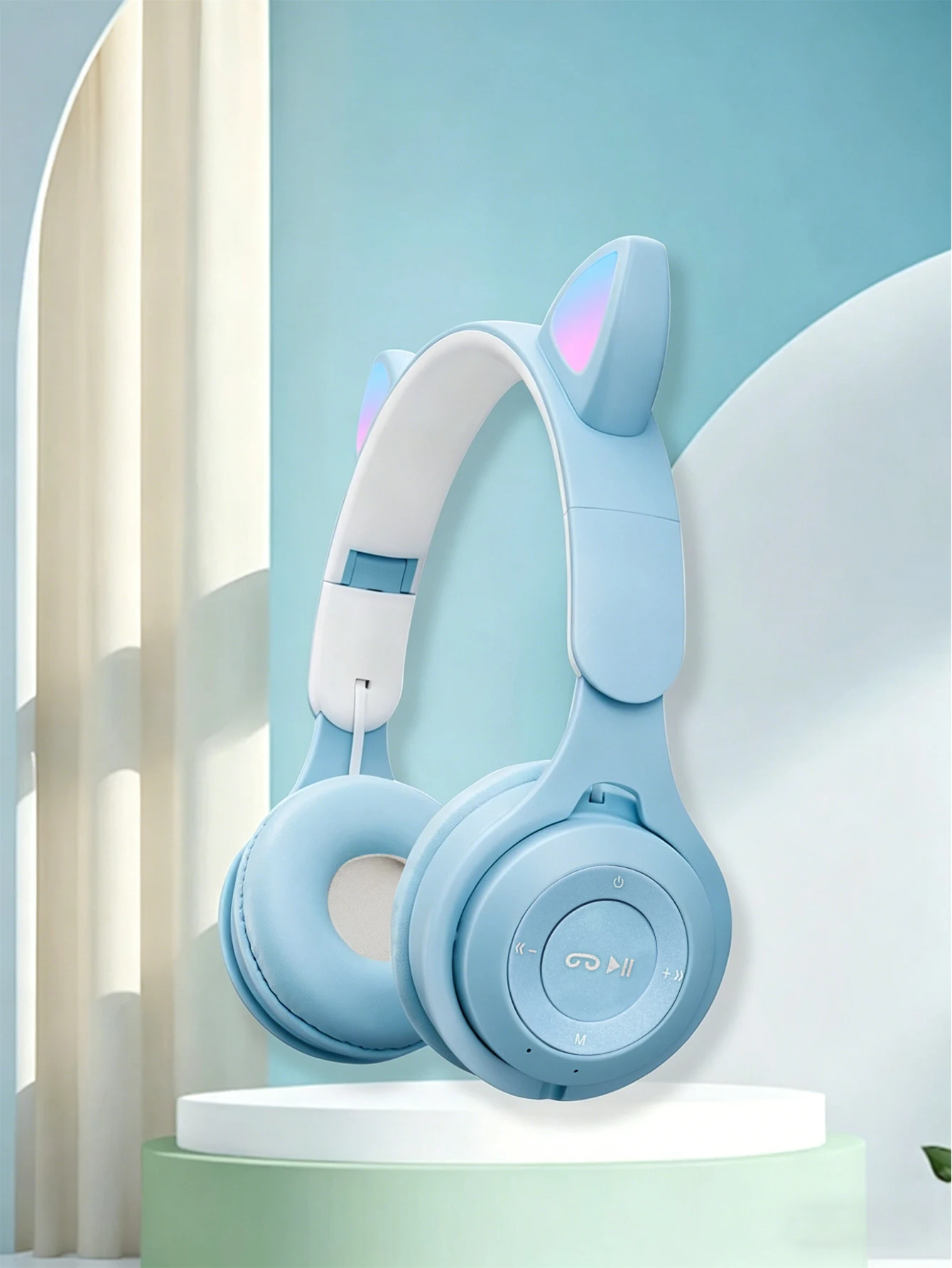 Cuffie a forma di orecchie di gatto con tecnologia wireless, effetto di illuminazione RGB, BT 5.0 con bassa latenza, batteria a lunga durata, come regalo. - Image 3
