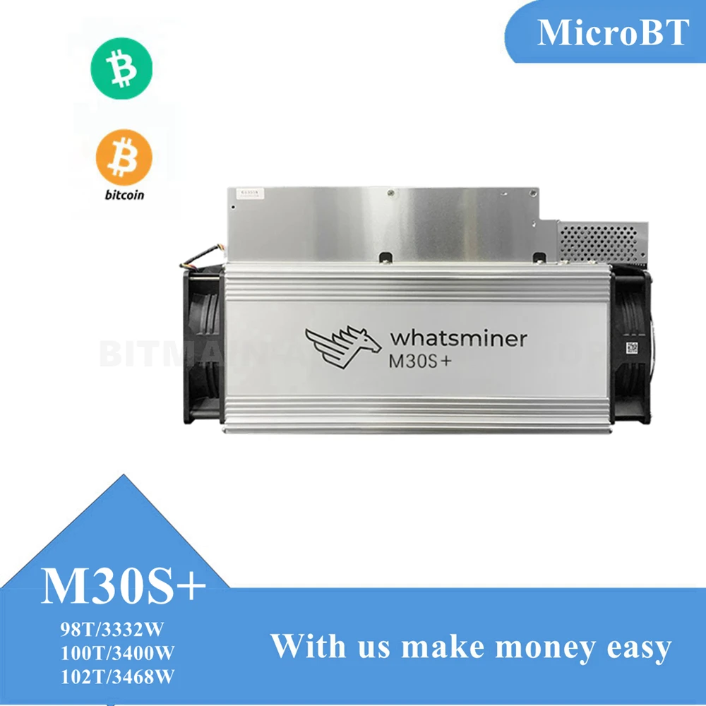 Whatsminer M30S+ 98T /100T/102T MicroBT Mining SHA-256 algorithm BTC Miner 3400W PSU Included