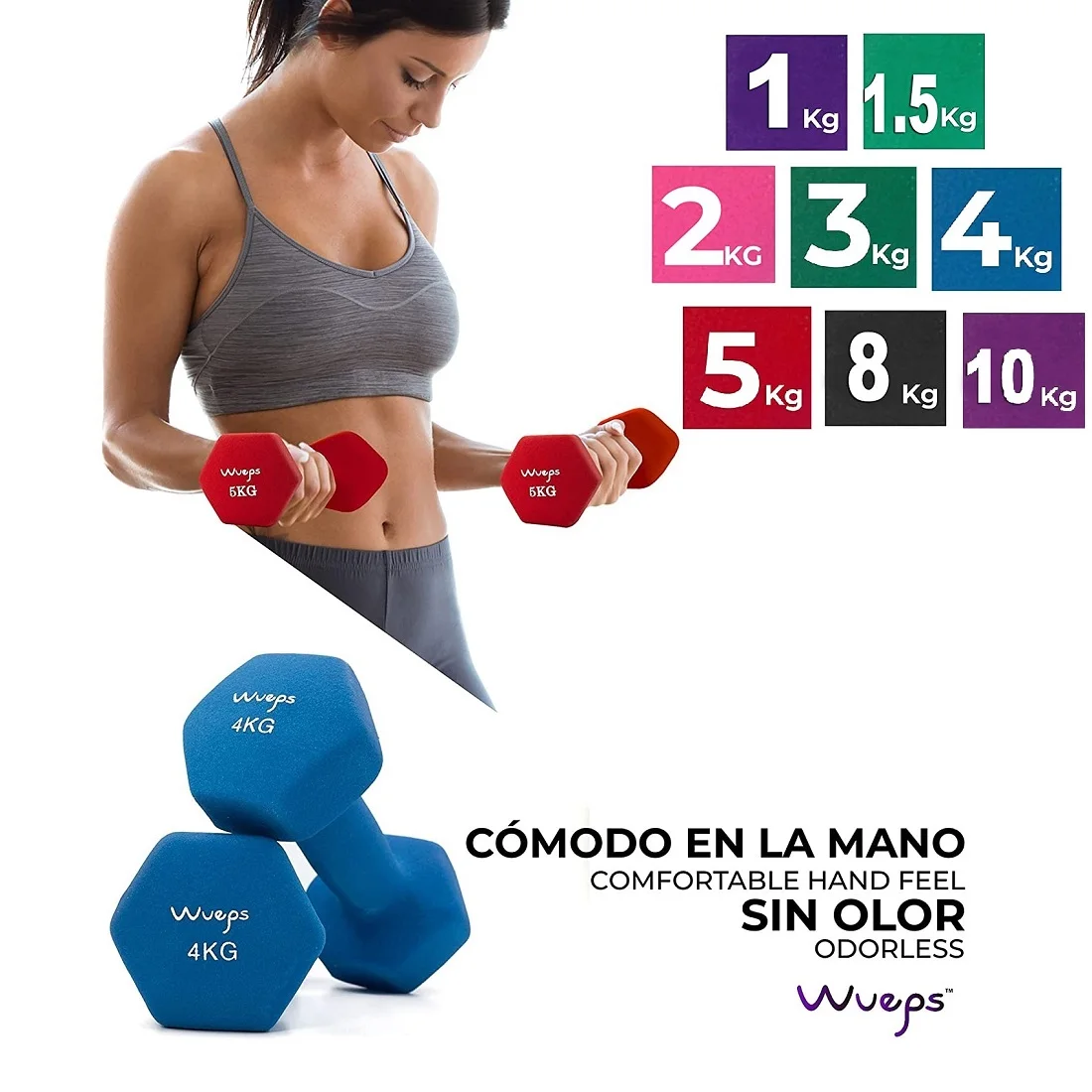 Pack De Mancuernas De Neopreno Para Fitness Pilates Yoga