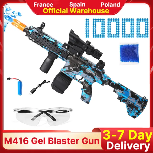 Pistola de salpicaduras Manual y eléctrica M416 para niños, 2 en 1, Bola de  Gel Blaster con 15000 gafas de cuentas de agua ecológicas para juguete al  aire libre - AliExpress