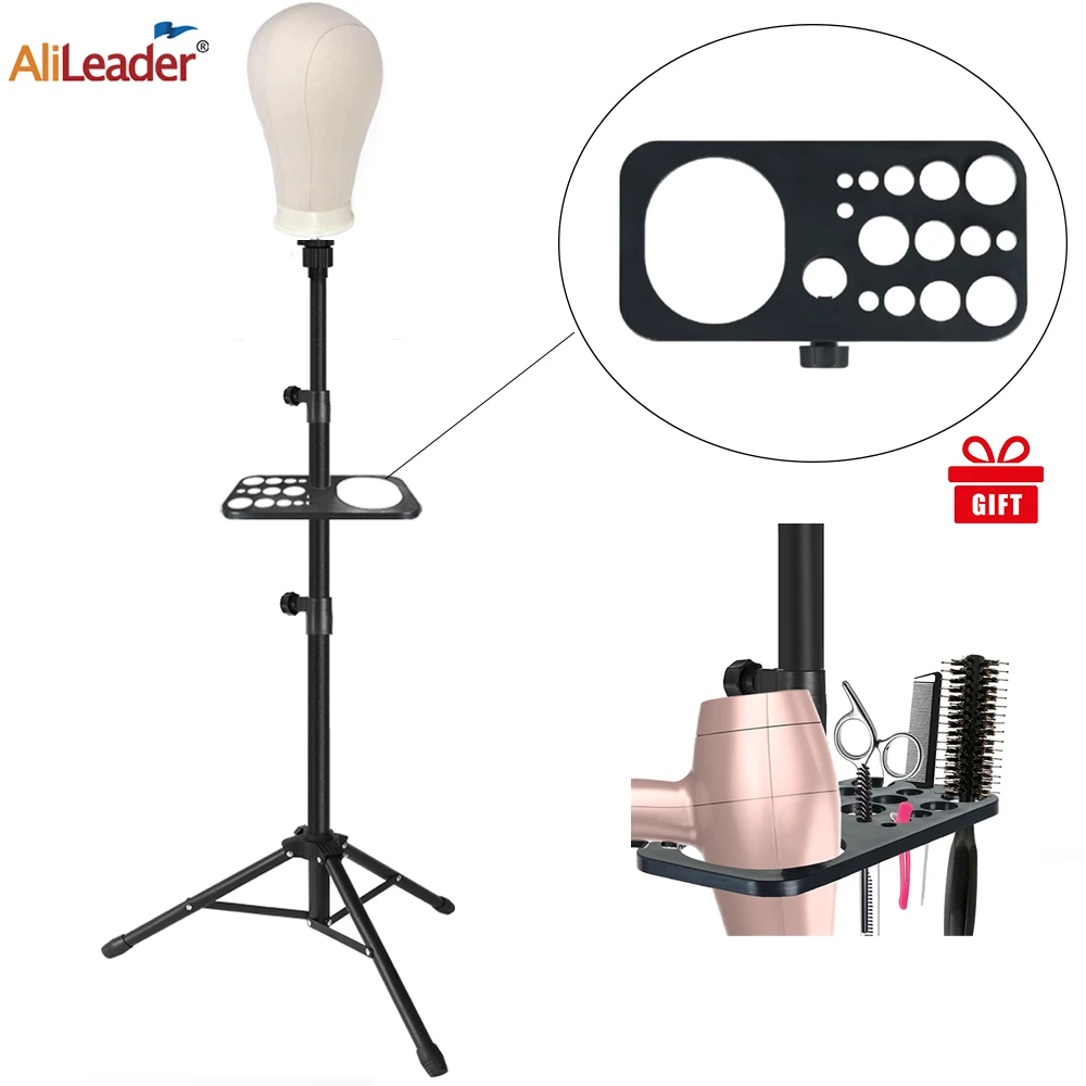 Alileader Wig Tripod Stand With Tray For Canvas Mannequin Head For Wig  Stand Holder For Display Hairdressing Training Doll Head - AliExpress