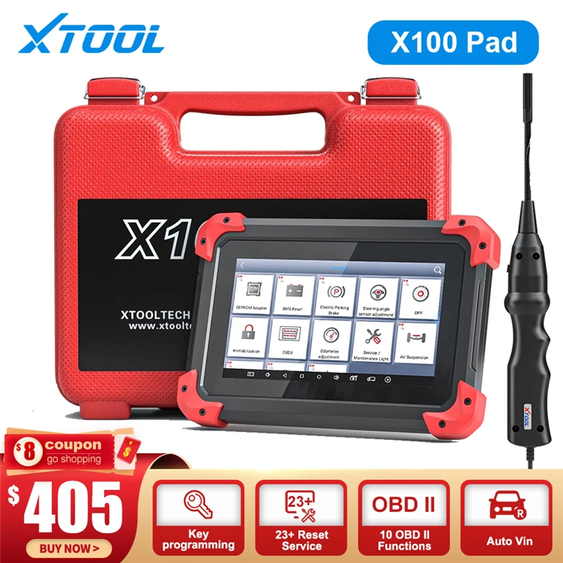 Xtool X100 Pad Auto Key Programming Fob OBD2 Diagnostic Scanner with 23 Reset Functions IMMO EPB DPF BMS Auto Vin Free Update best automotive engine analyzer