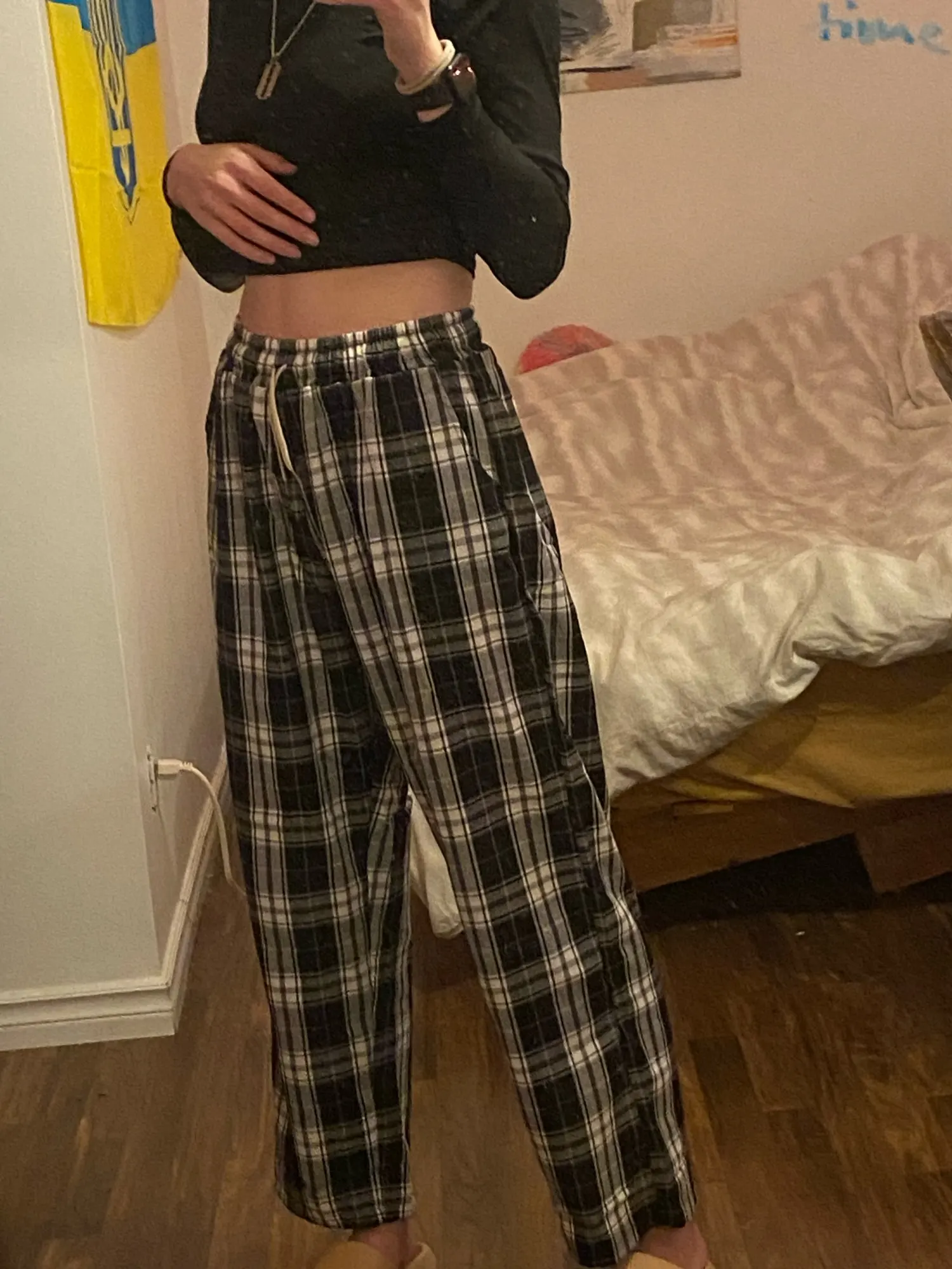 Women Black and White Oversized Plaid Pants 2023 Spring Summer Outfits photo review