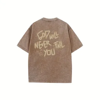 320g Heavy Washed Vintage Oversized T-Shirts Street Hip Hop Punk T Shirt Women Casual Cotton Short Sleeve Tee top 5