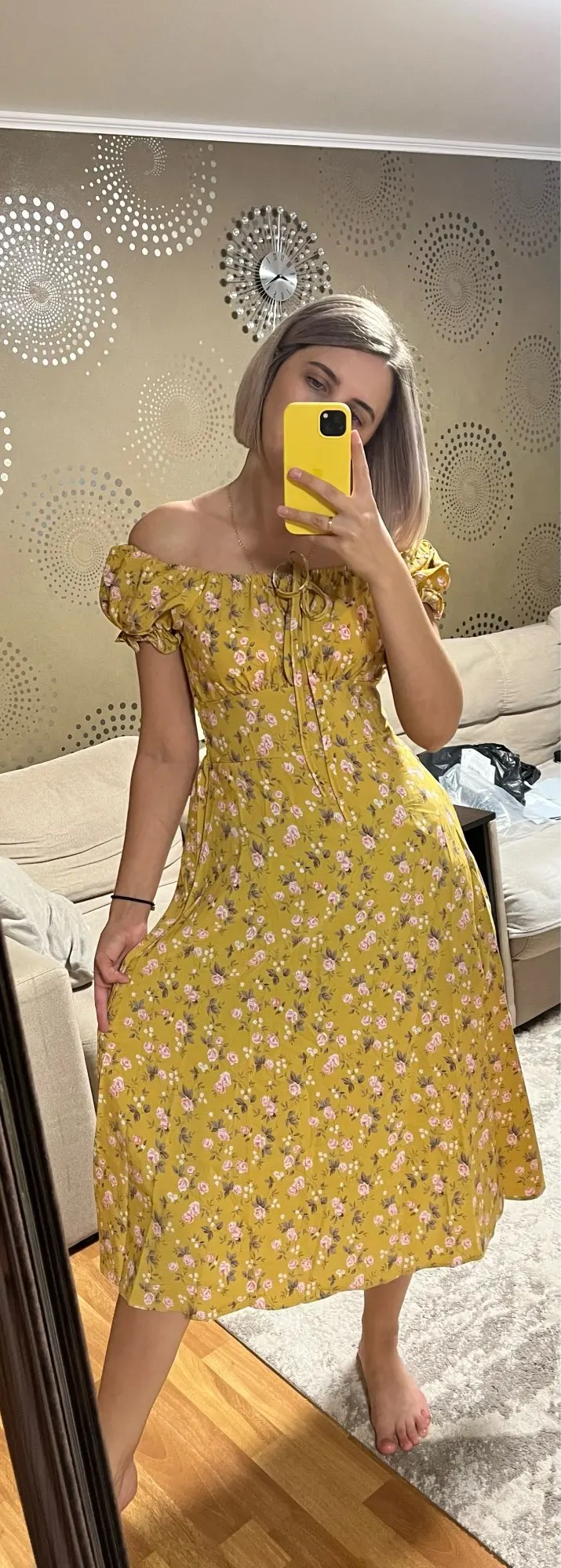 Sing Reinforced French Floral Summer Dress for Women,Sexy,Soft,Slash Color,Bare Shoulders,A Line A,Boho Print,Vacation,Beach,Summer |Dresses| photo review