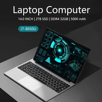 Ultra Slim Windows 11 Laptop Computer 14.1" 32GB RAM 512GB 2TB SSD Intel i7-8650U Gaming laptop 1920*1080 Notebook Study PC