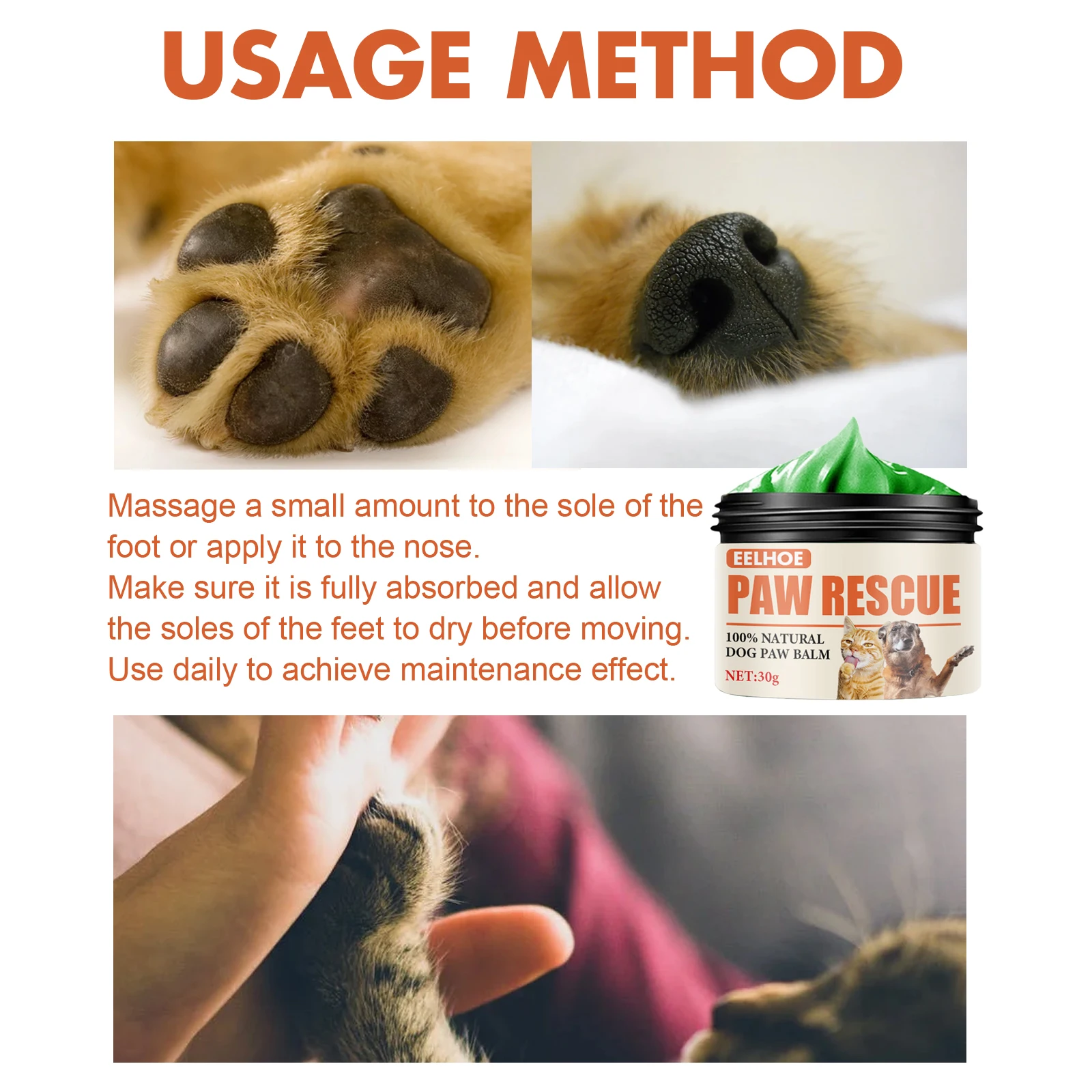 Natural Pet Paw Care Cream Moisturizing Anti-chapping Nourishing Repair Cracked Soothing Relief Discomfort and Pain Paw Cream