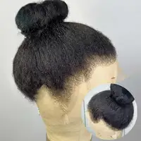 Perruque de cheveux humains 4C bouclés et raides, avec dentelle frontale HD transparente 360, prête à porter et sans colle 2