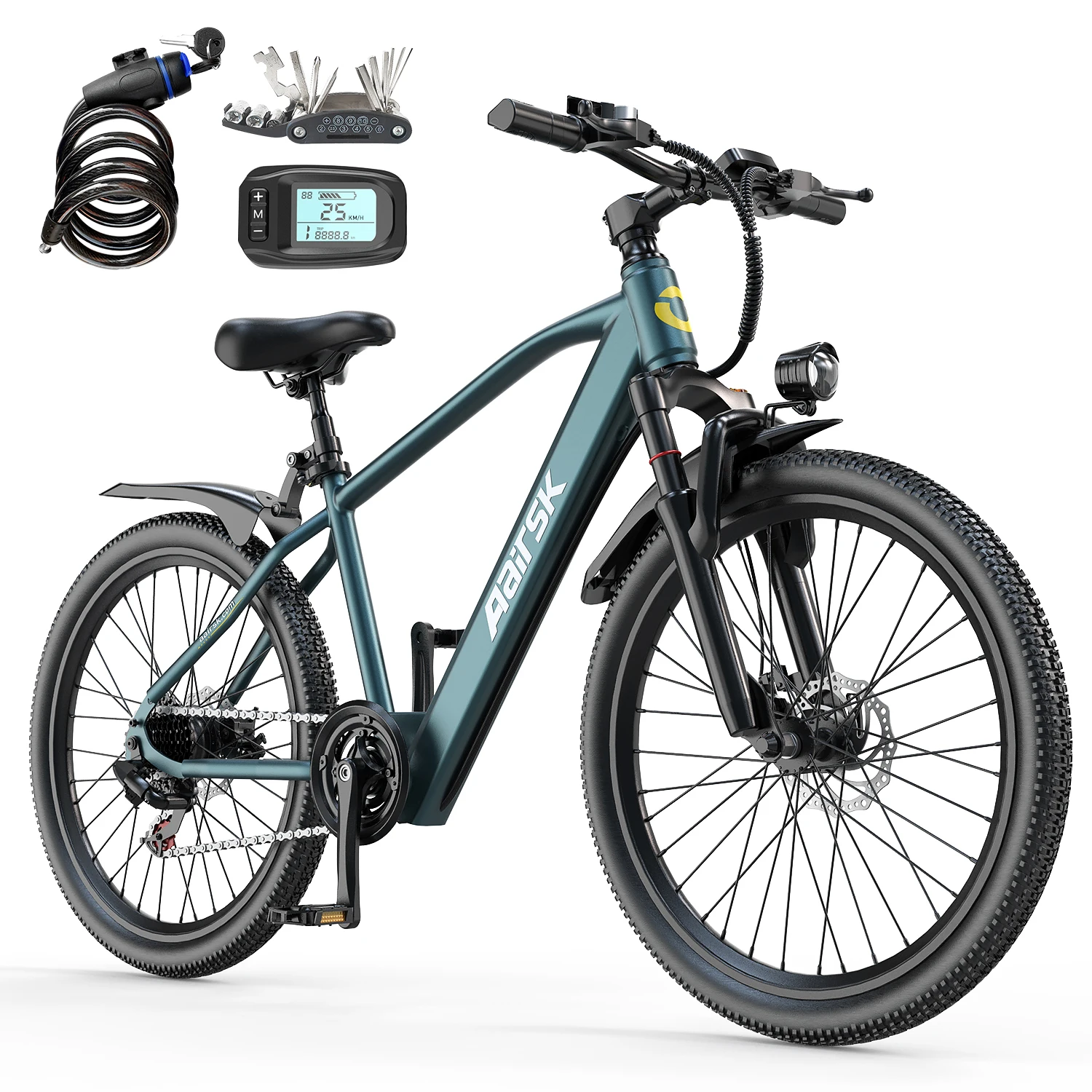 Elektryczny rower górski dla dorosłych, 26 cali, silnik bezszczotkowy 250W, bateria 36V 10Ah 468Wh z EU za $408.4 / ~1562zł