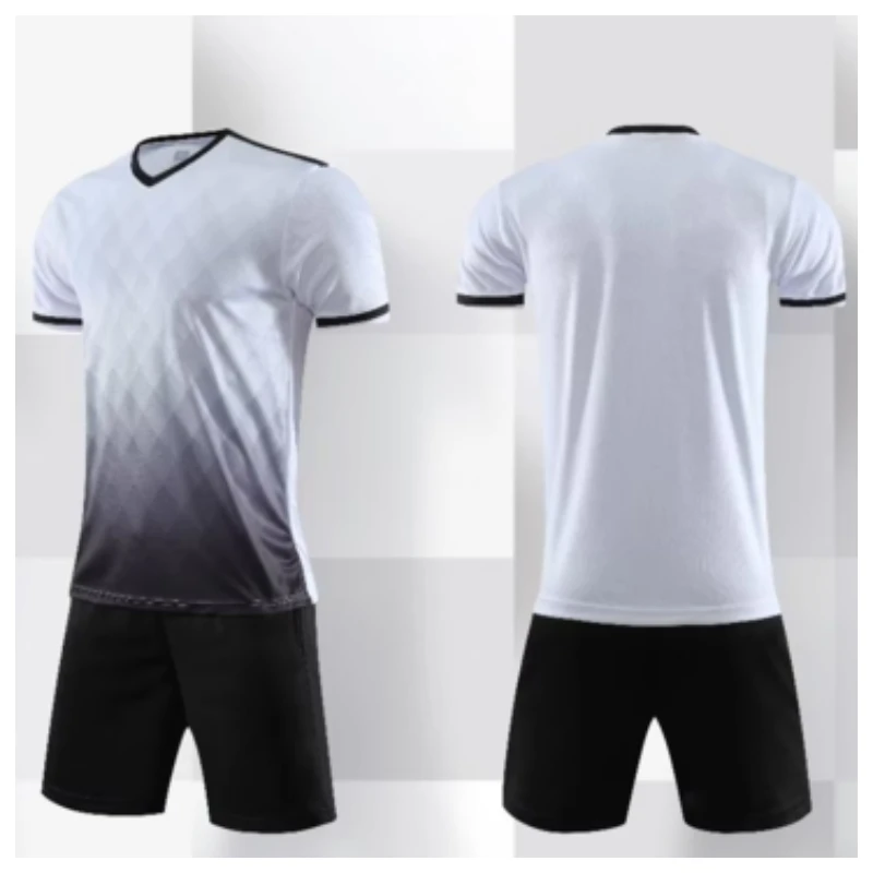 New in Men Kids Football Jersey Sets Blank Version Short Sleeve Summer Team Club Soccer Match Training Uniforms Clothes