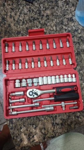 Kit Chaves Ferramentas Jogo 46 Peças Maleta Catraca Reversível Soquetes Completa Profissional Mecânico photo review