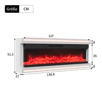 Cheminée électrique murale avec éclairage d'ambiance LED, 50 pouces, flamme de bois simulée 12 couleurs. 6