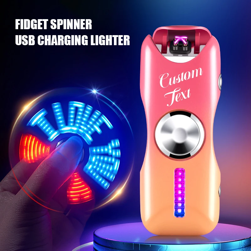 

Customized Engraved USB Rechargeable Gyro Dual Arc Lighter Gift for Men