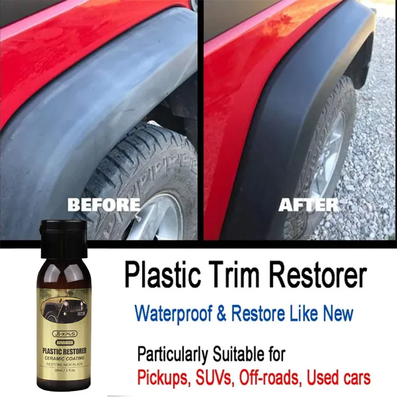 Black Plastic Vinyl Trim Restorer Protective Finish Long Lasting Car &  Truck Polish Refreshing Agent for Various Surfaces UV Blocking Restoring