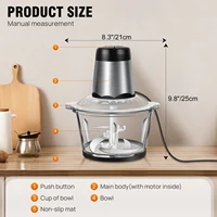 Hachoir Électrique 2L avec Grand Bol en Verre, 2 Vitesses, 300W, Hachoir à Viande Domestique, Robot Culinaire pour Bébé 4
