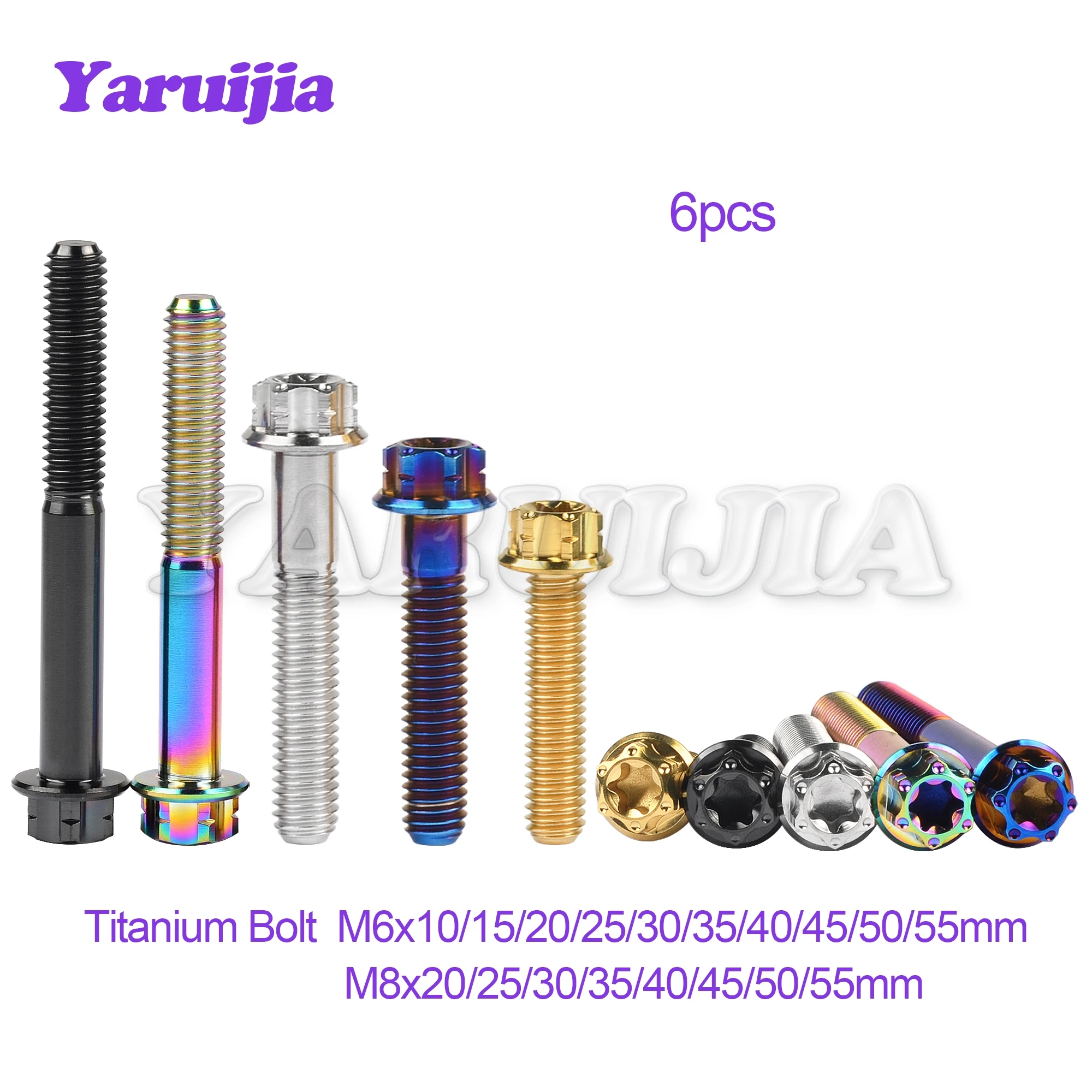 Титановый болт Yaruijia M6/M8x10/15/20/25/30/35/40/45/50/55 мм, причудливые винты с загнутой головкой для мотоциклов, крепежные детали