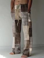 2025 Men's Trousers Summer Pants Beach Pants Drawstring Elastic Waist 3D Print Color Block Geometric Graphic Prints Casual Pants 2