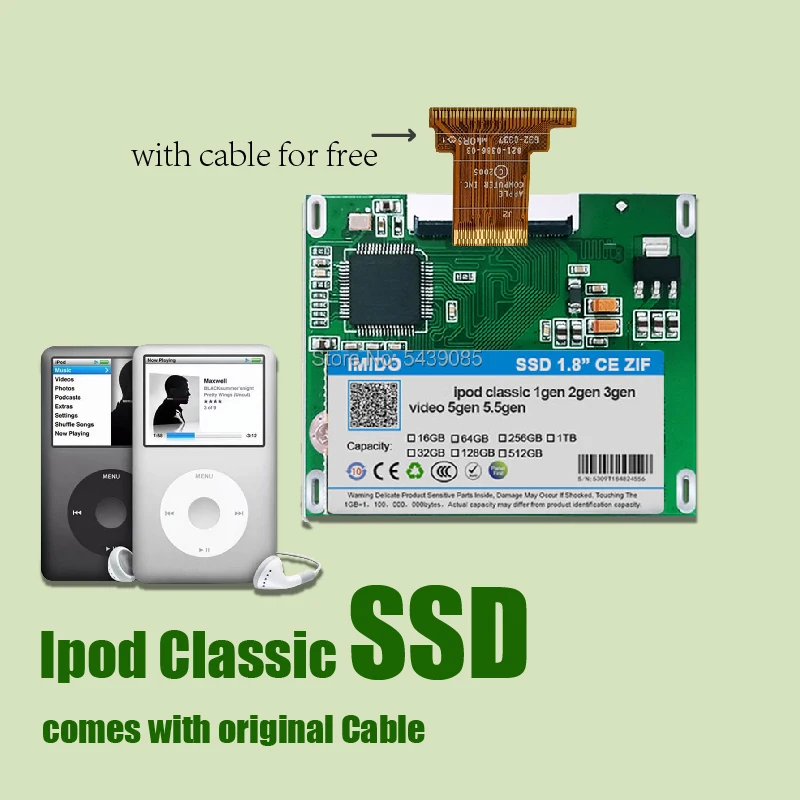iPod classic 7.5世代　1TB ssd 2000mAhバッテリー iPod classic 7.5世代 1TB ssd 2000mAhバッテリー 1TB SSD & 2000mAh