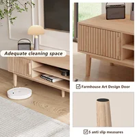 Тумба под телевизор 150x40x48 см, подставка под телевизор с 2 шкафами и 2 отделениями, деревянный тумба под телевизор для 65-дюймовых телевизоров на макс., для гостиной — изображение 5