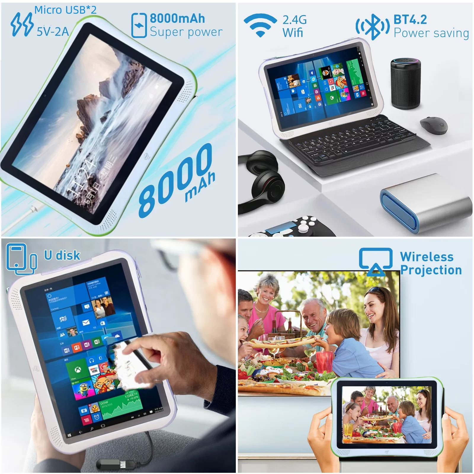 10.1 Inch Q1 Windows 10 Tablet PC 4GB RAM 64GB ROM Intel Atom x5-Z8350 CPU HDMI USB 3.0 8000mAh Battery 1280*800IPS Dual Camear 4