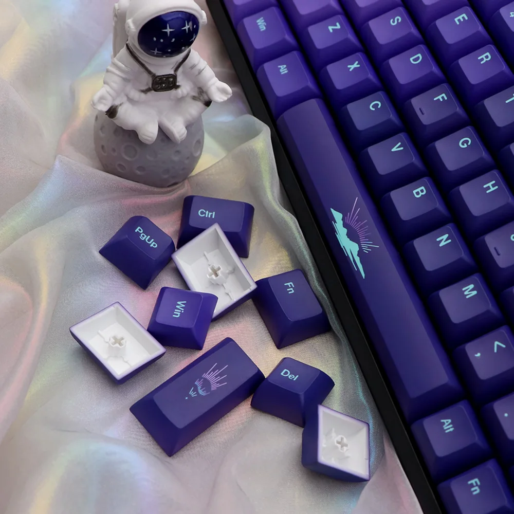 Gmk Northern Lights Keycaps Teclado Mecânico Pbt Sublimação de Tintura Interruptor mx Gradiente Roxo Perfil Kca 135 Chaves - Imagem 4