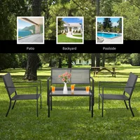 Set of 4 Patio Furniture Set Sofa Coffee Table Steel Frame Garden 5