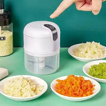 Mini processador elétrico de alimentos portatil com 3 lâminas de aço inox 1