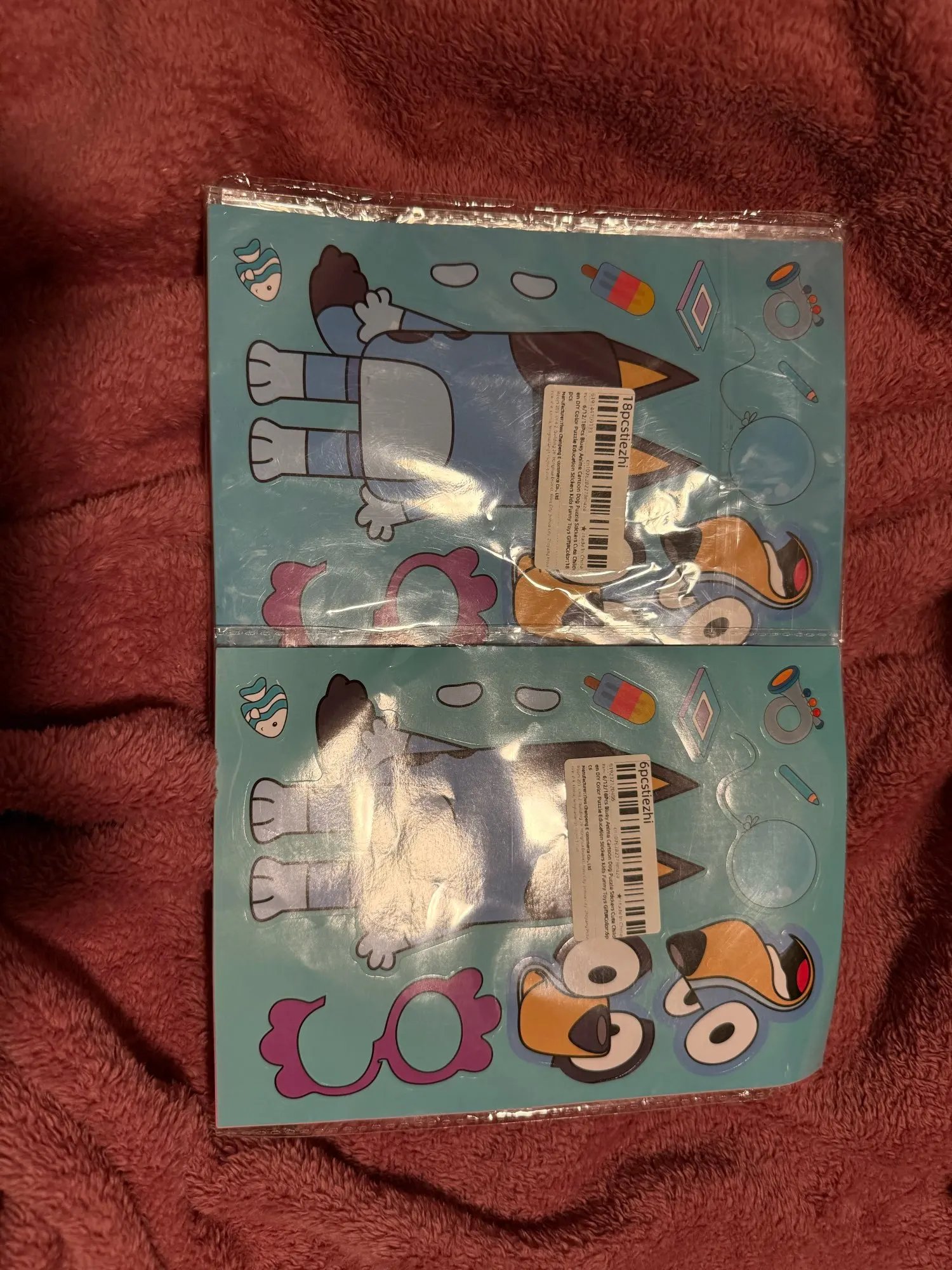 6/12/18 Uds. Pegatinas de rompecabezas de perro de dibujos animados de Anime Bluey lindos niños DIY rompecabezas de colores pegatinas educativas juguetes divertidos para niños regalo photo review
