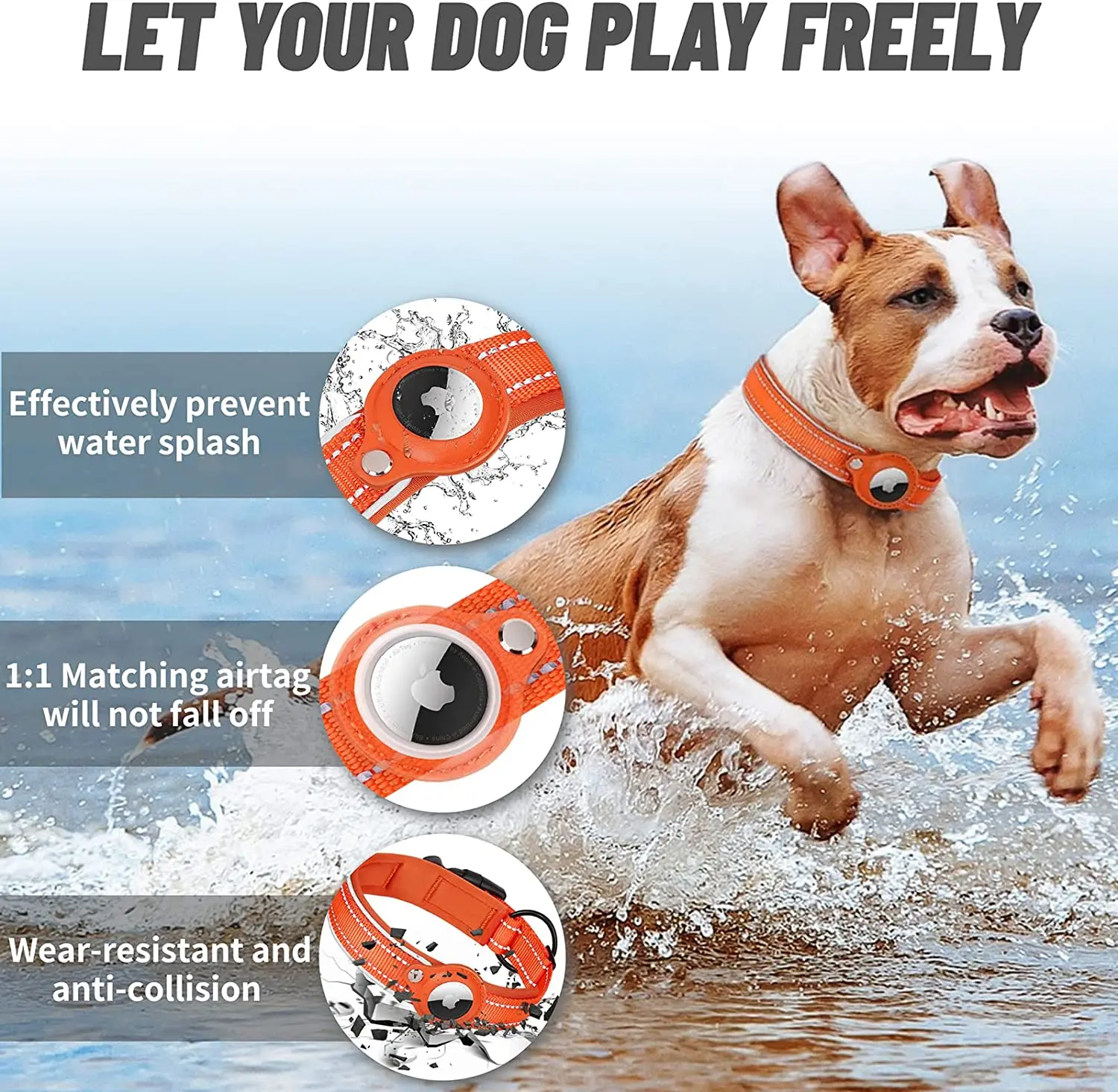  FEEYAR - Collar reflectante para perro AirTag, collar acolchado  para perro Apple AirTag, collar de perro resistente con funda de soporte  AirTag, accesorios de AirTag ajustable, collar para mascotas : Productos
