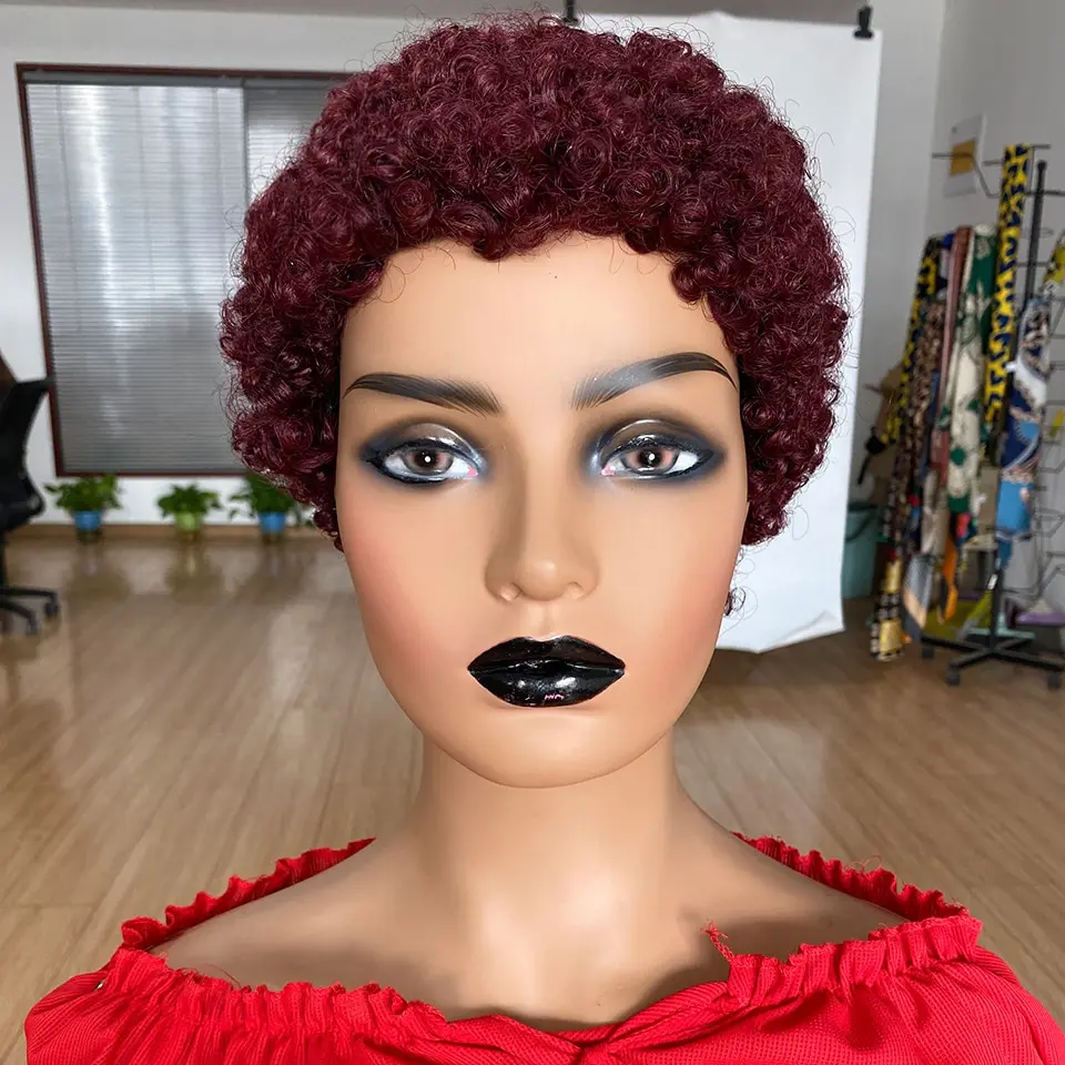 Short Curly Human Hair Wigs For Black Women Short Pixie Cut Wig Brazilian Remy Hair Spiral Curl Soft Cheap Wig Free Shipping