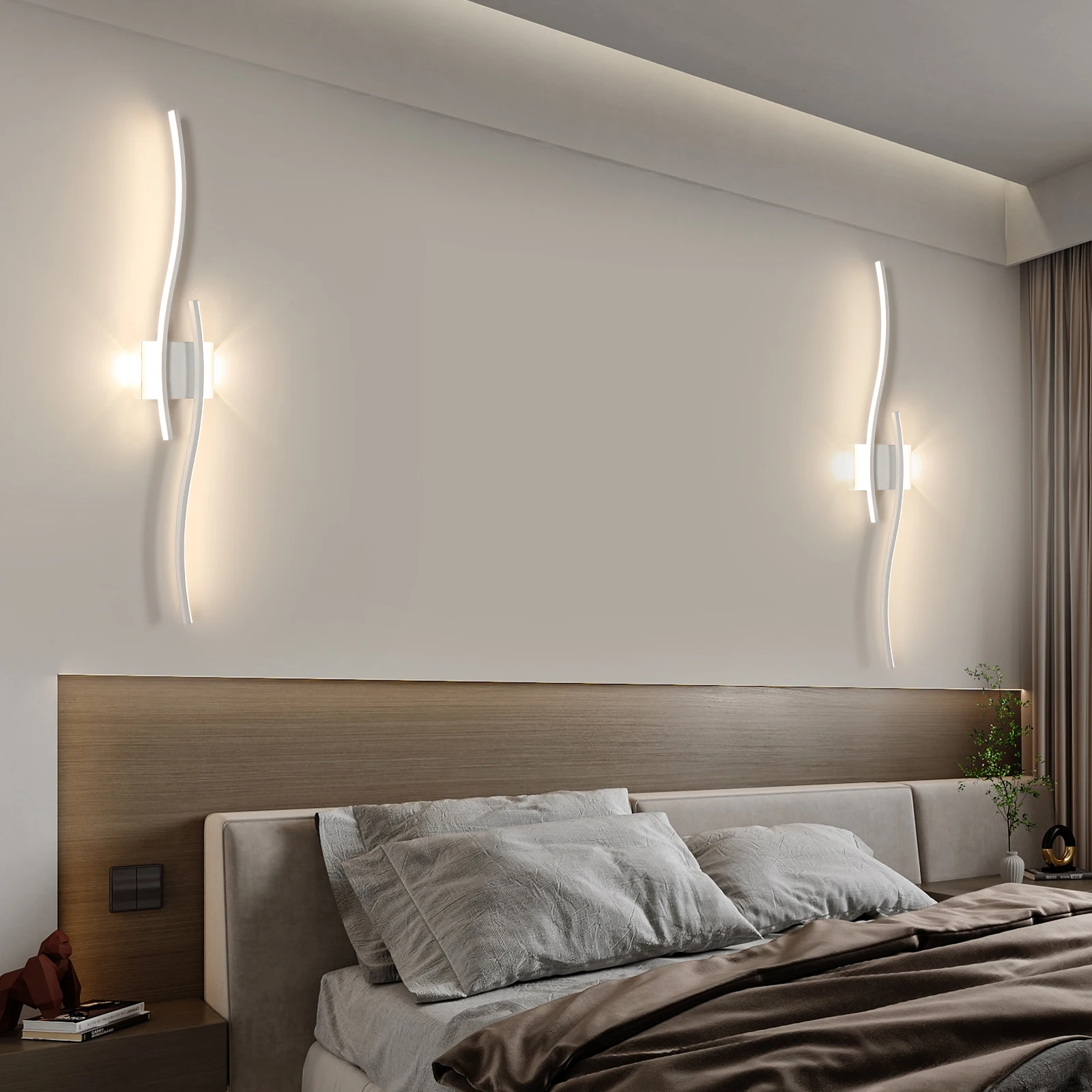 Schöne moderne LED-Wandleuchten für den Innenbereich, schwarze LED-Wandleuchte 6500 K, lange Wandleuchte für Schlafzimmer, Wohnzimmer, Esszimmer, Flur – Detail 9