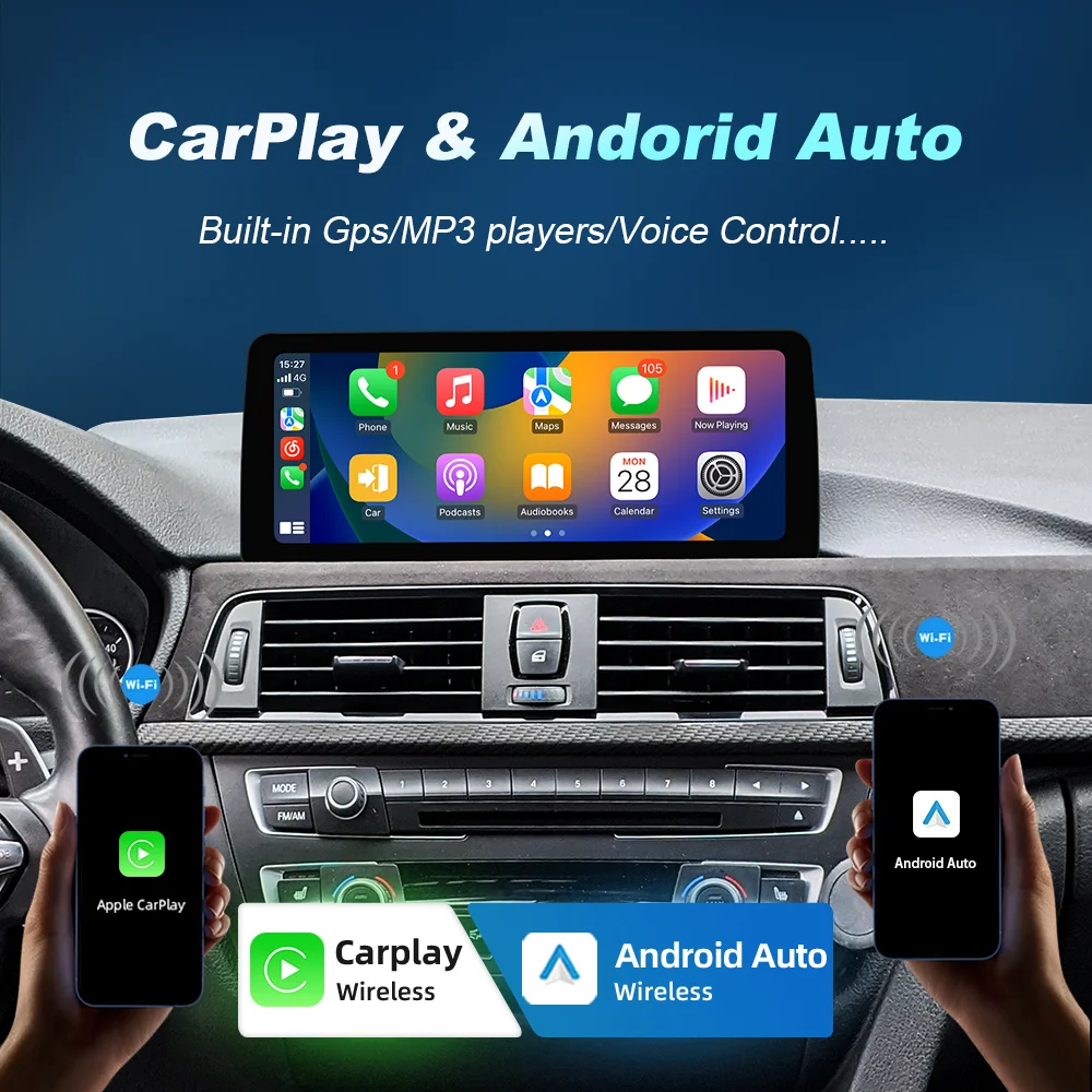 Pantalla Táctil de 1920*720 para BMW Serie 5 F10 F11 F18 2013-2017, Reproductor Multimedia de Radio para Auto con Carplay Inalámbrico y Android Auto 3