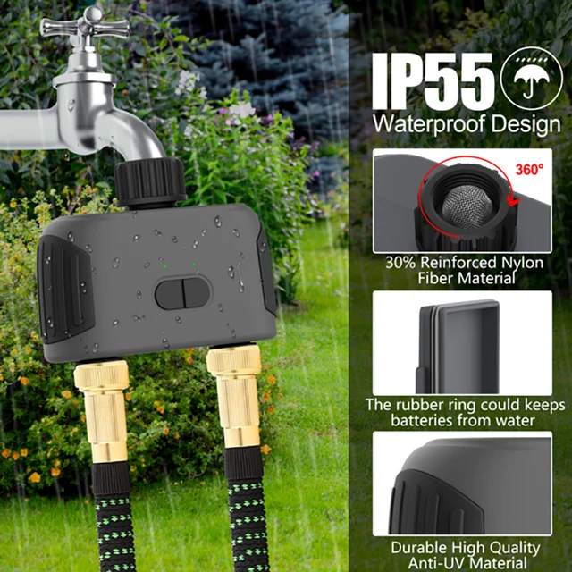 Tuya Smart Watering Timer 2 Outlet Smart Sprinkler Drip Irrigation Controller Water Valve Rain Delay Programmable Controllers 4
