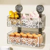 Bathroom Shelves Suction Cup Wall Mount Corner Storage Shelf Glacier Pattern Suction Cup Cosmetic Shelf with Strong Load-bearing 4