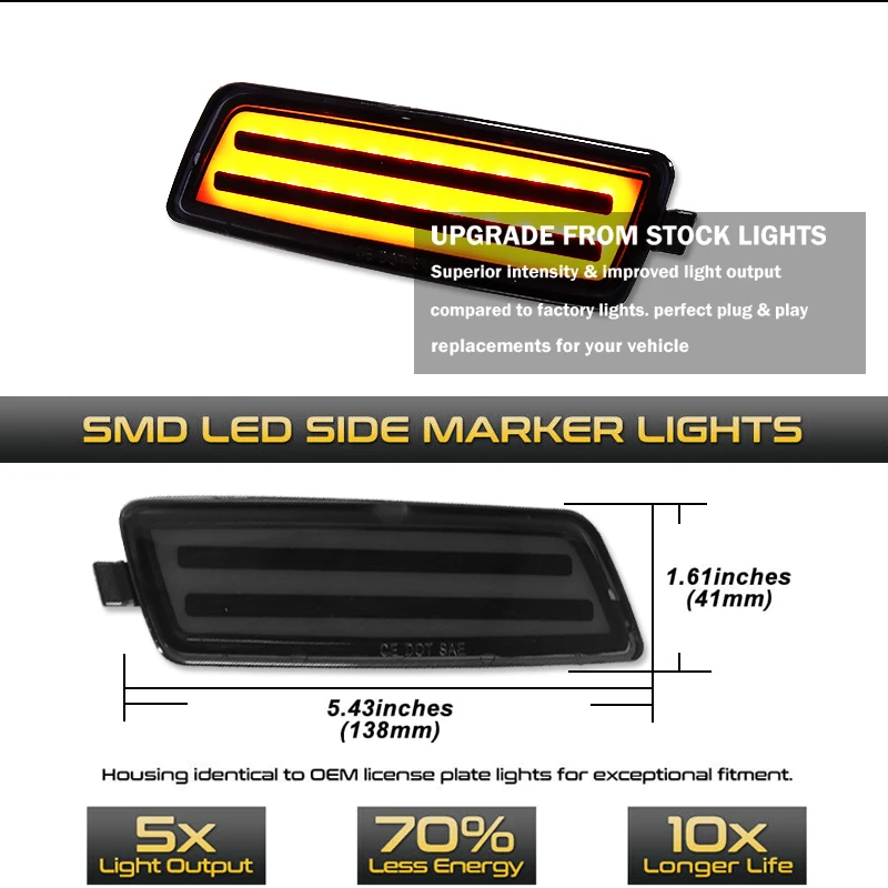 2pcs LED Car Side Marker Lights Sequential Turn Signal Lights For Volkswagen 200