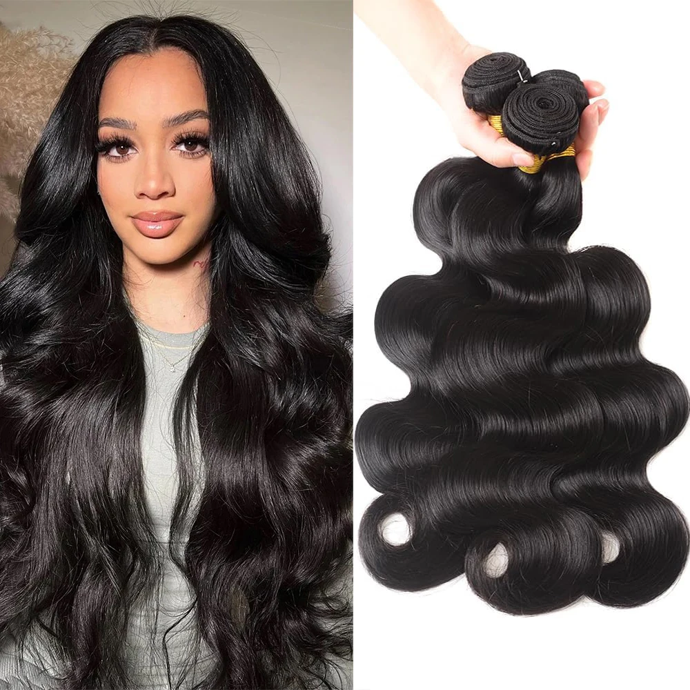 Body Wave Human Hair Bundles 1/3 Bundles Virgin Hair Brazilian Weave Extensions 100% Human Soft