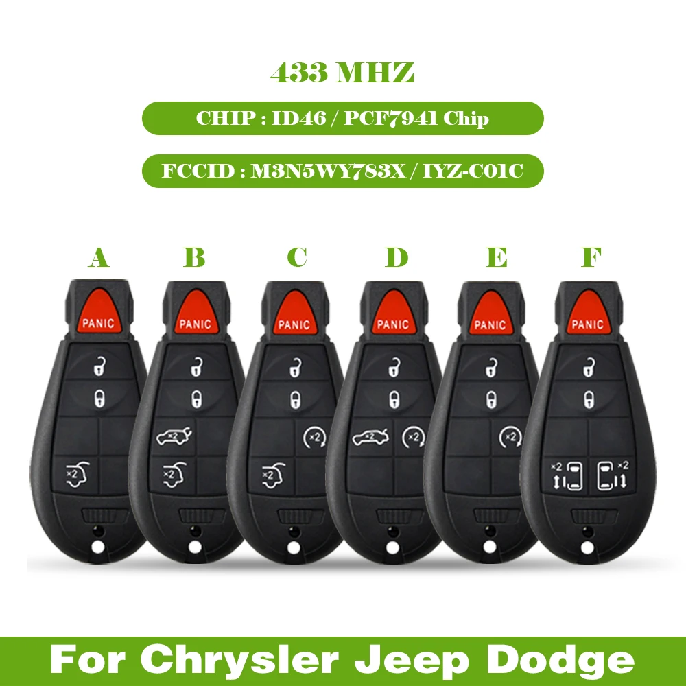

Брелок управления CN015001 для Chrysler Jeep Dodge, чип ID46, 433 МГц
